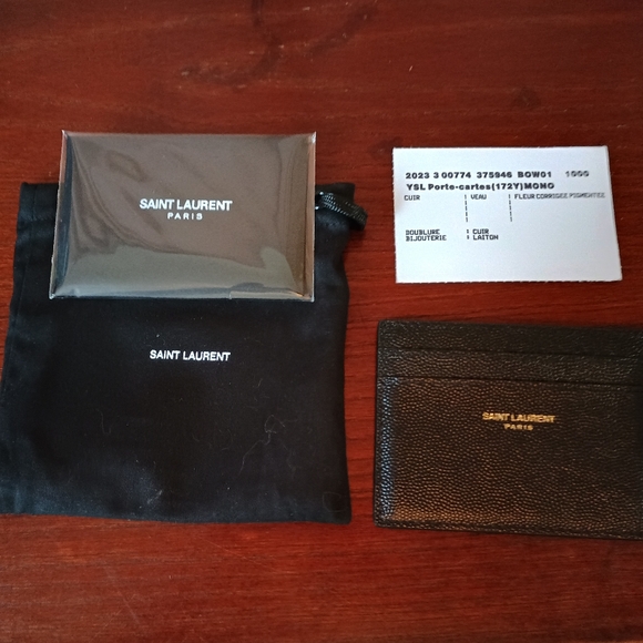 Nwt Saint Laurent Black Leather Card Holder All Inclusive - Picture 1 of 6